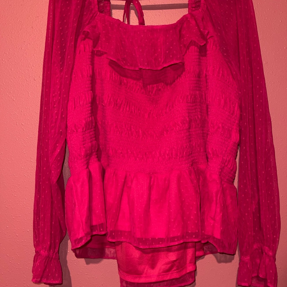 Women's Pink Ruffled Top